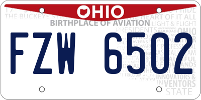 OH license plate FZW6502