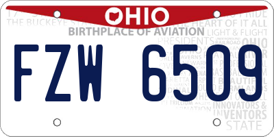OH license plate FZW6509