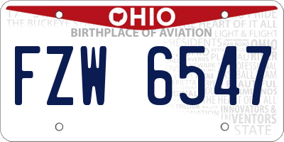 OH license plate FZW6547