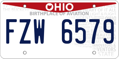 OH license plate FZW6579