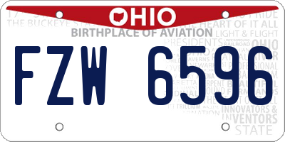 OH license plate FZW6596