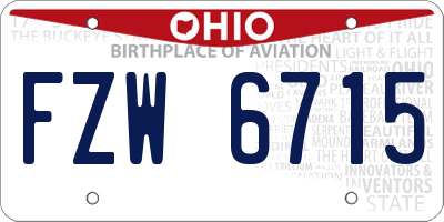 OH license plate FZW6715