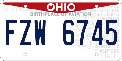 OH license plate FZW6745