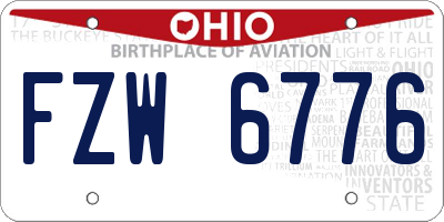OH license plate FZW6776
