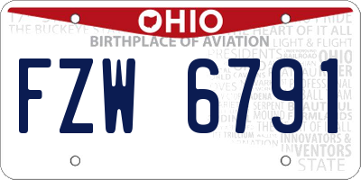 OH license plate FZW6791