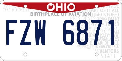 OH license plate FZW6871