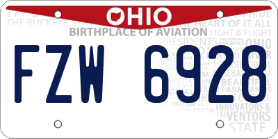 OH license plate FZW6928