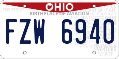 OH license plate FZW6940