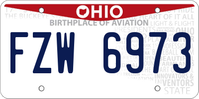 OH license plate FZW6973