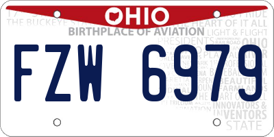 OH license plate FZW6979