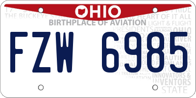 OH license plate FZW6985