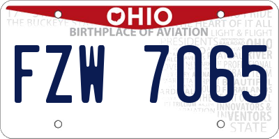 OH license plate FZW7065