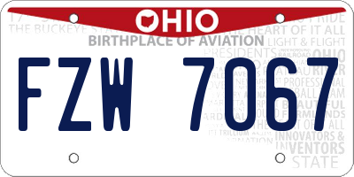 OH license plate FZW7067