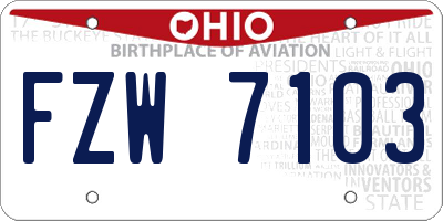 OH license plate FZW7103