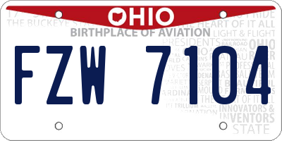 OH license plate FZW7104