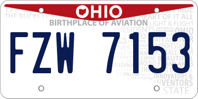 OH license plate FZW7153