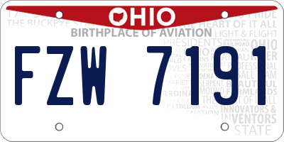 OH license plate FZW7191