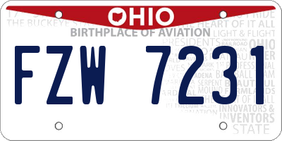 OH license plate FZW7231
