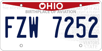 OH license plate FZW7252