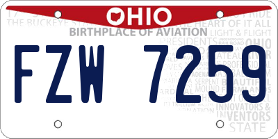 OH license plate FZW7259