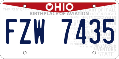 OH license plate FZW7435