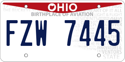OH license plate FZW7445