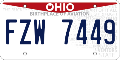 OH license plate FZW7449