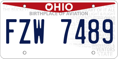 OH license plate FZW7489