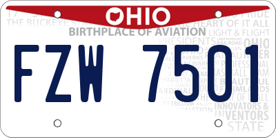 OH license plate FZW7501
