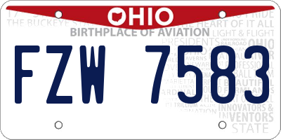 OH license plate FZW7583