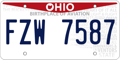 OH license plate FZW7587