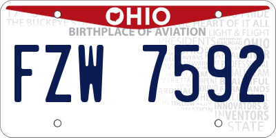 OH license plate FZW7592