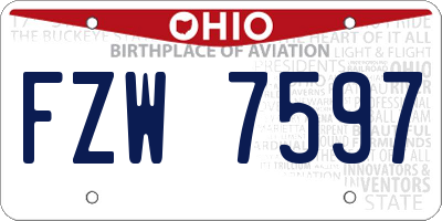 OH license plate FZW7597