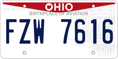 OH license plate FZW7616