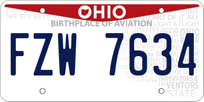 OH license plate FZW7634