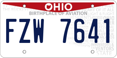 OH license plate FZW7641