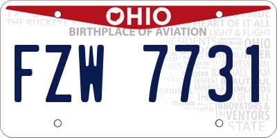 OH license plate FZW7731