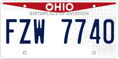 OH license plate FZW7740