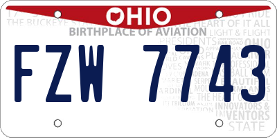 OH license plate FZW7743