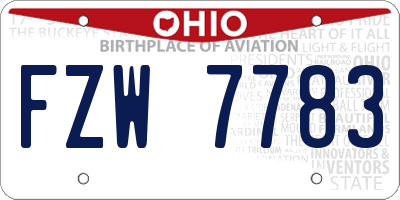 OH license plate FZW7783