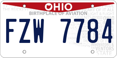 OH license plate FZW7784