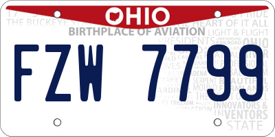 OH license plate FZW7799