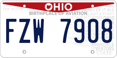 OH license plate FZW7908
