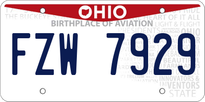 OH license plate FZW7929