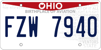 OH license plate FZW7940