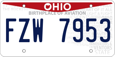 OH license plate FZW7953