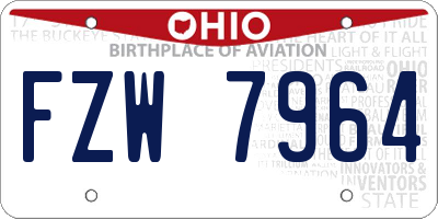 OH license plate FZW7964