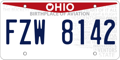 OH license plate FZW8142