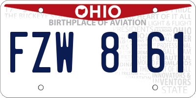 OH license plate FZW8161