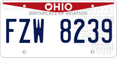 OH license plate FZW8239